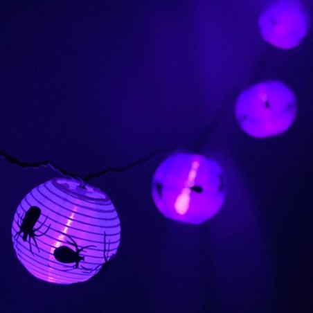 Serie Linterna Arañas 3.2 Mts Luces Halloween Morado Purpura Decoracion