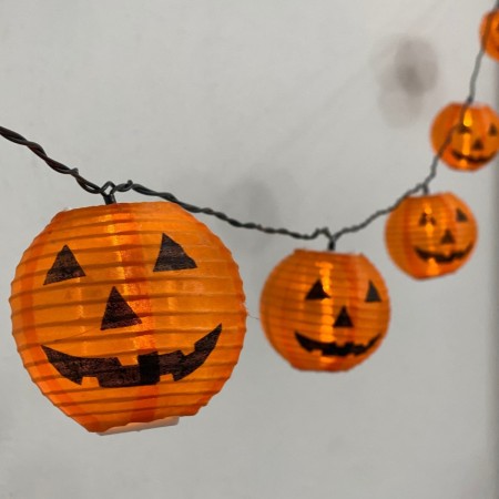 Serie Linterna Calabazas 3.2 Mts Luces Halloween Naranja Otoño Decoracion