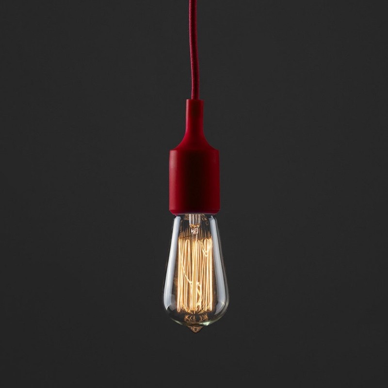 Lámpara Silicón Colgante Techo Interiores Vintage Decorativa Edison Rojo