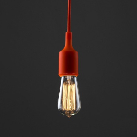 Lampara Vintage Colgante Silicon Edison Textil Decoracion Naranja