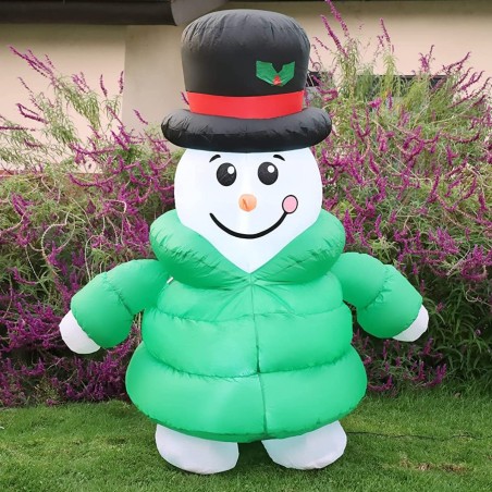 Inflable Muñeco De Nieve Chamarra Navideño Navidad Luz Led 1.8 Mts