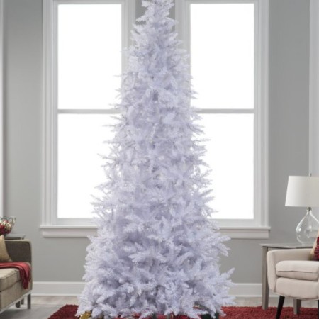 Árbol Pino Navideño Blanco Invernal Delgado Estrecho Navidad  2.4 Mts