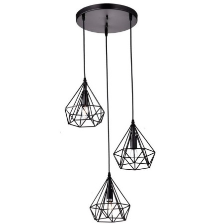 Candelabro Lampara Vintage Industrial Diamond Cage 3 Focos Edison