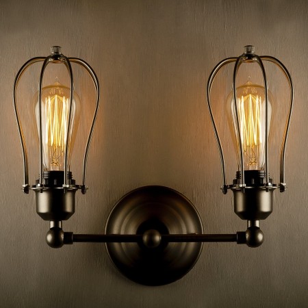 Lampara Jaula Retro Doble Oro | Grupo EIR