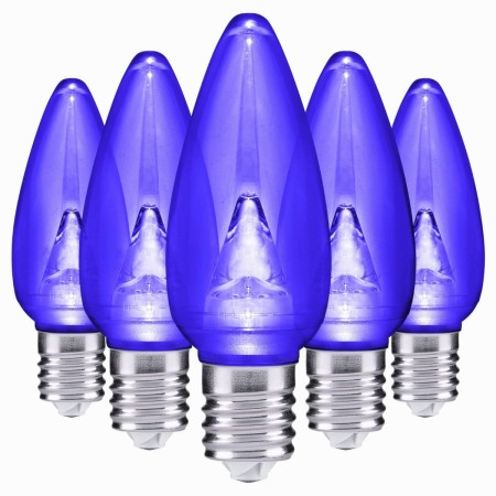 Foco Led Color Azul Vela E12 1W Navideño Navidad Decorativo Exterior 
