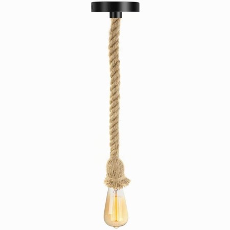 Lámpara Cuerda Soga Beige Foco Bombilla Edison Rustica Colgante Vintage