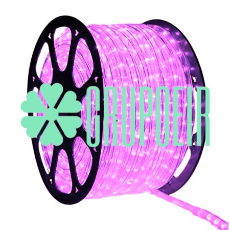 Manguera Incandescente Rosa Exterior Redonda 100 Metros 2 Hilos Luz Fija