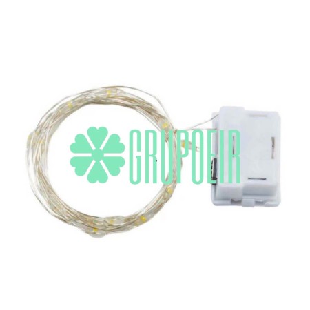 Luces De Hadas Pilas Boton Reloj Blanco Micro Led Alambre Tira 2 Metros